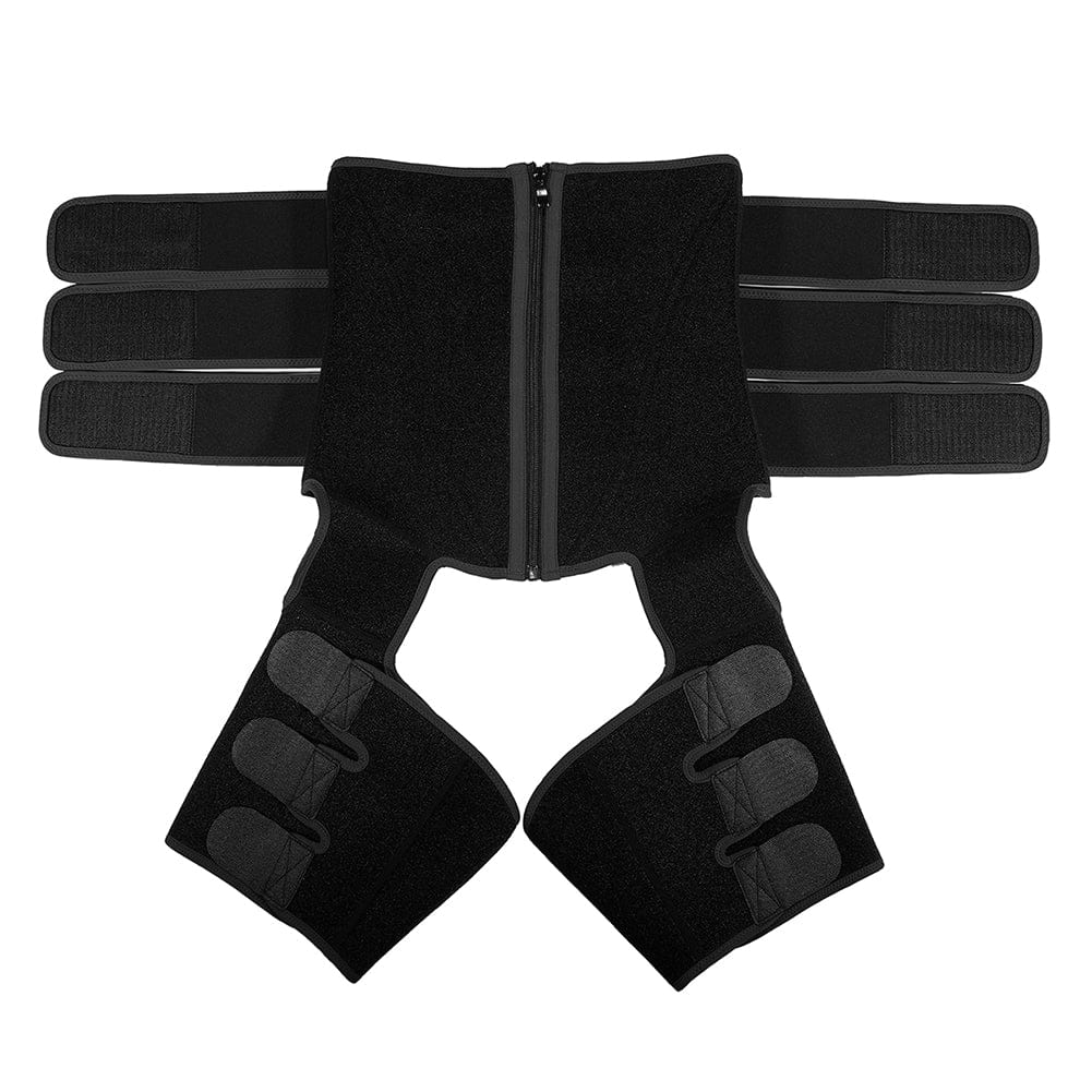 Black Tummy And Thigh Shaper Neoprene 3 Belts Abdominal Control