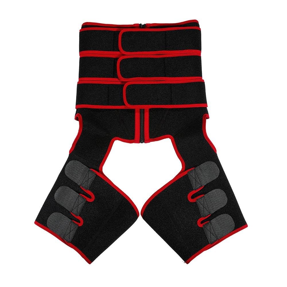 Black Tummy And Thigh Shaper Neoprene 3 Belts Abdominal Control