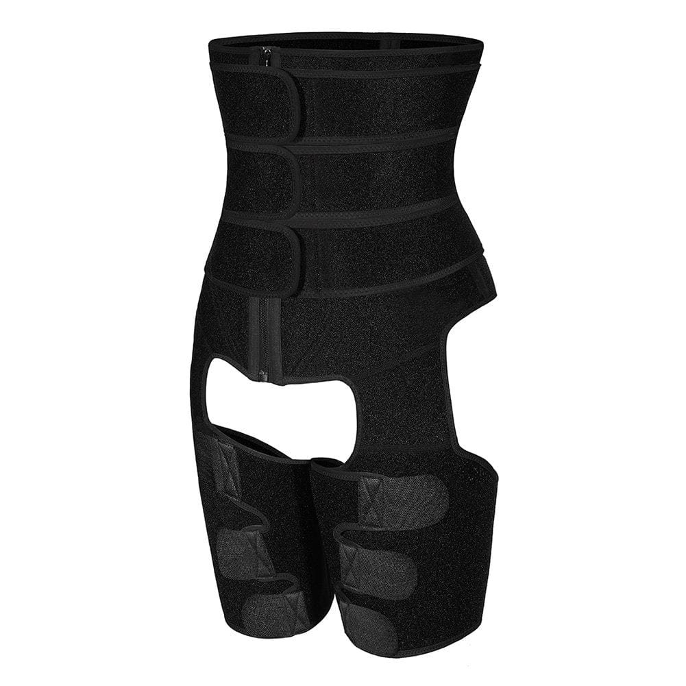 Black Tummy And Thigh Shaper Neoprene 3 Belts Abdominal Control