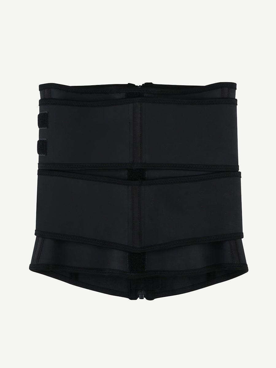 Trendy Black 7 Steel Bones Waist Cincher Double Belts Body Trimmer