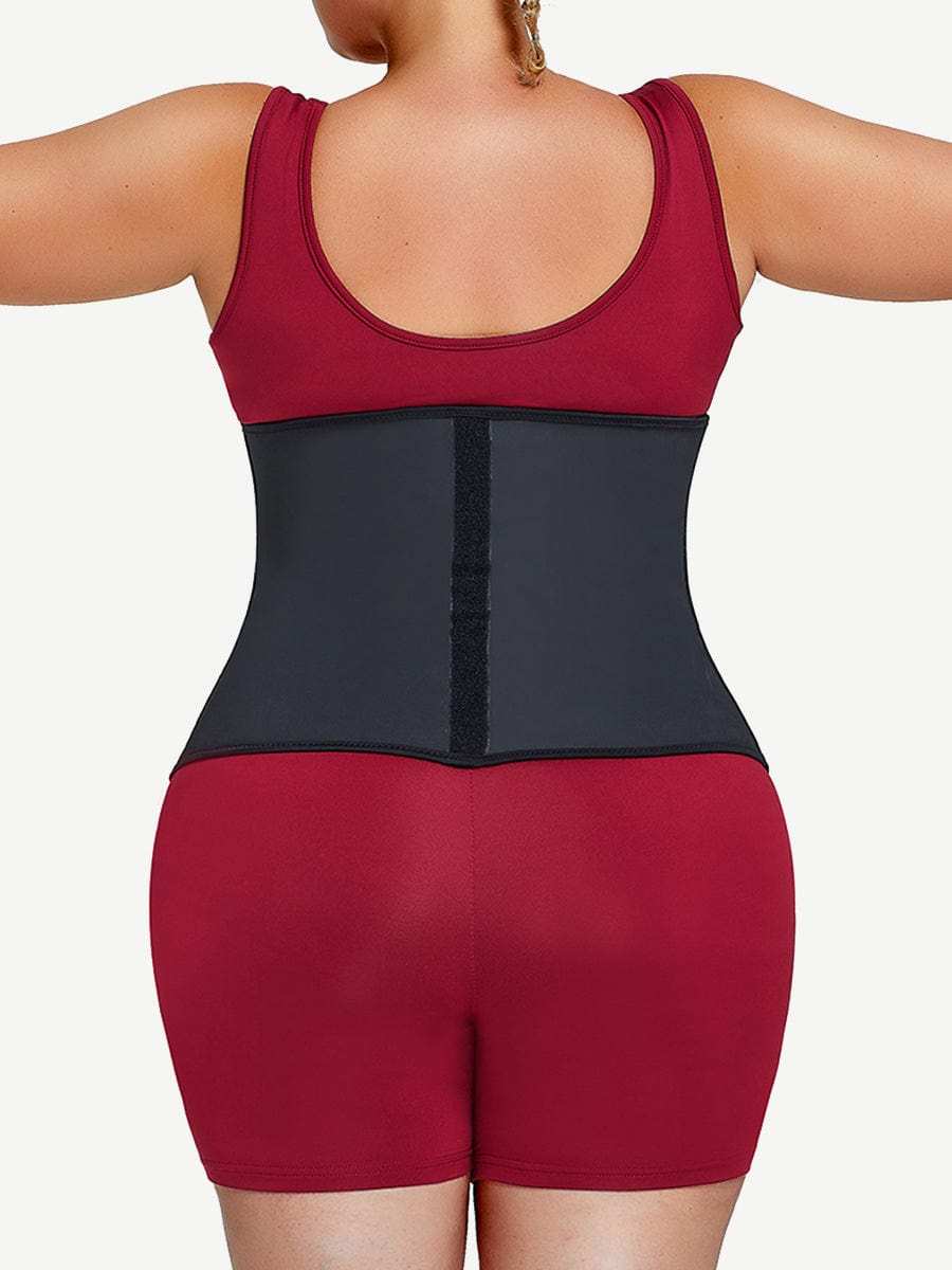 Trendy Black 7 Steel Bones Waist Cincher Double Belts Body Trimmer