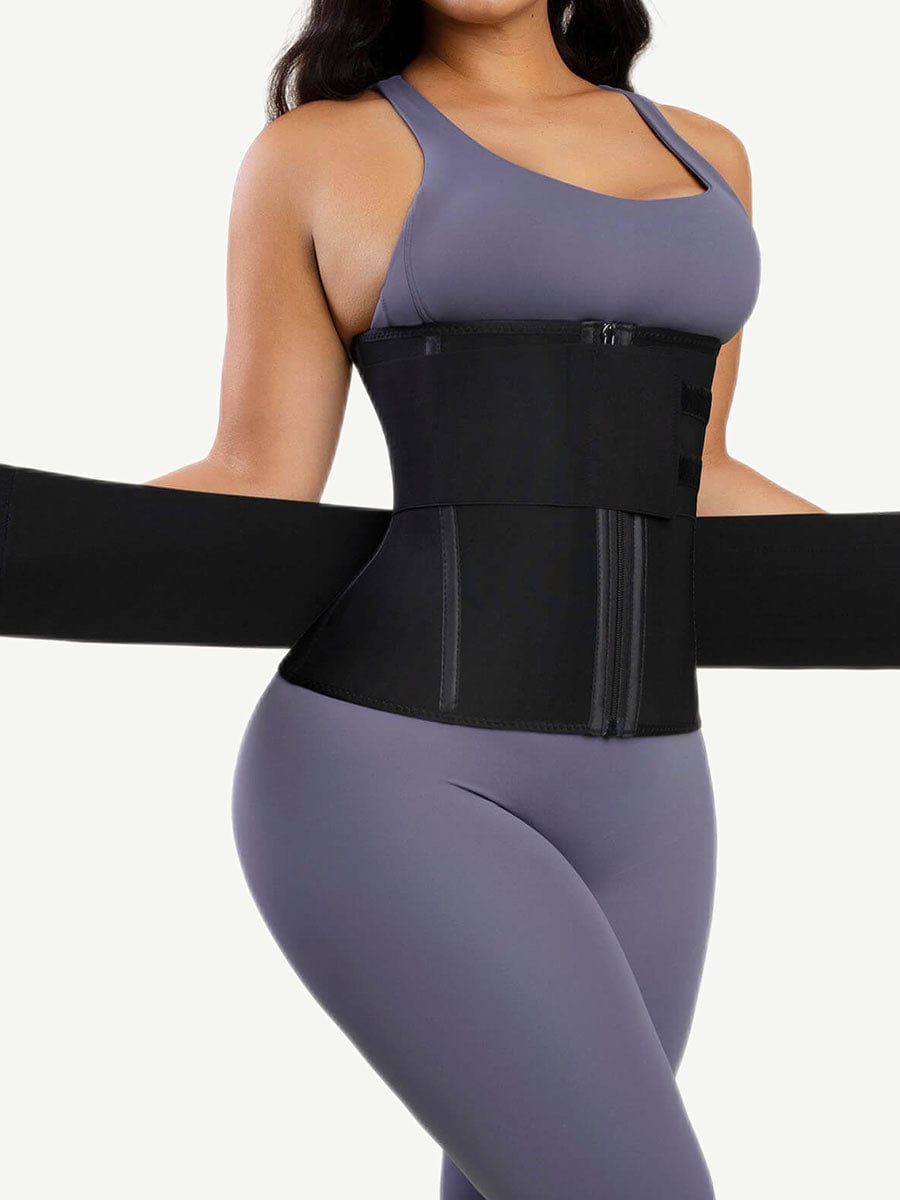 Steel Boned Tummy Control Waist Trainer with Double Belts