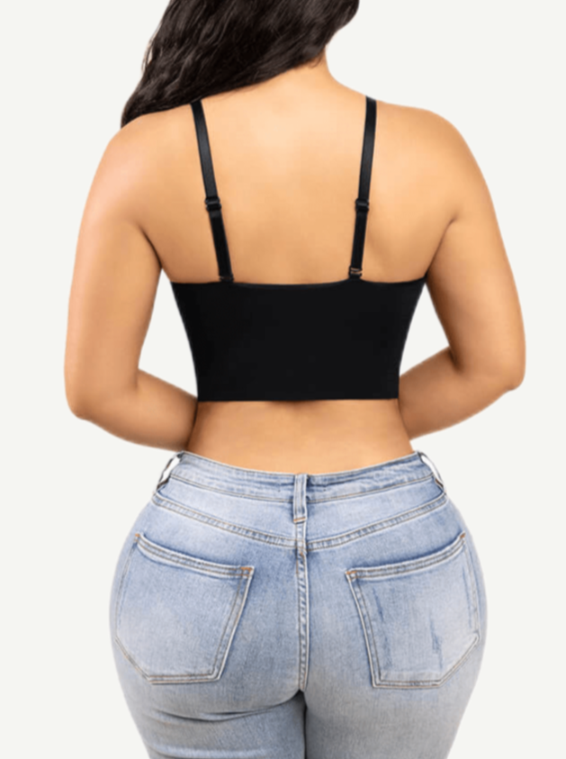 Deep V-Neck Mesh Corset Sport Tank Top