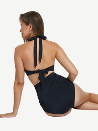 High Waist Abdominal Pleating Swimming Pants