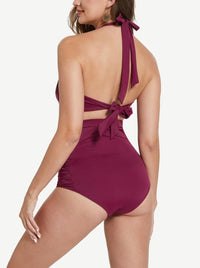High Waist Abdominal Pleating Swimming Pants
