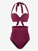 High Waist Abdominal Pleating Swimming Pants
