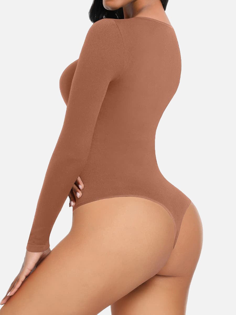 Seamless Bodysuit Long Sleeve Slim Corset Shapewear Bodysuit