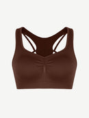 Seamless Bust Support Racerback Sports Bra with Removable Cups