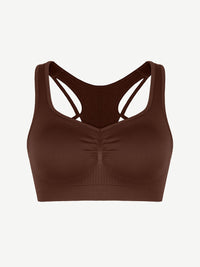 Seamless Bust Support Racerback Sports Bra with Removable Cups