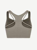 Seamless Bust Support Racerback Sports Bra with Removable Cups