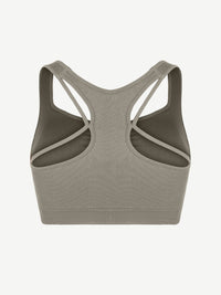 Seamless Bust Support Racerback Sports Bra with Removable Cups