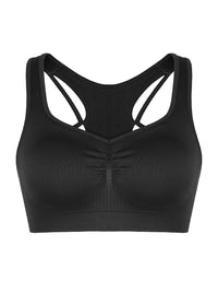 Seamless Bust Support Racerback Sports Bra with Removable Cups