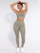 Seamless Bust Support Racerback Sports Bra with Removable Cups