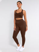 Seamless Bust Support Racerback Sports Bra with Removable Cups