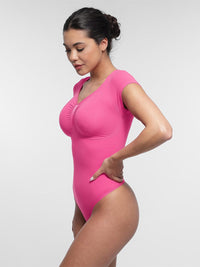 Seamless Bust Support Waist & Abdomen Shaping Thong Bodysuit