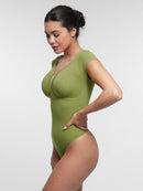 Seamless Bust Support Waist & Abdomen Shaping Thong Bodysuit