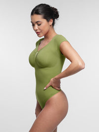 Seamless Bust Support Waist & Abdomen Shaping Thong Bodysuit