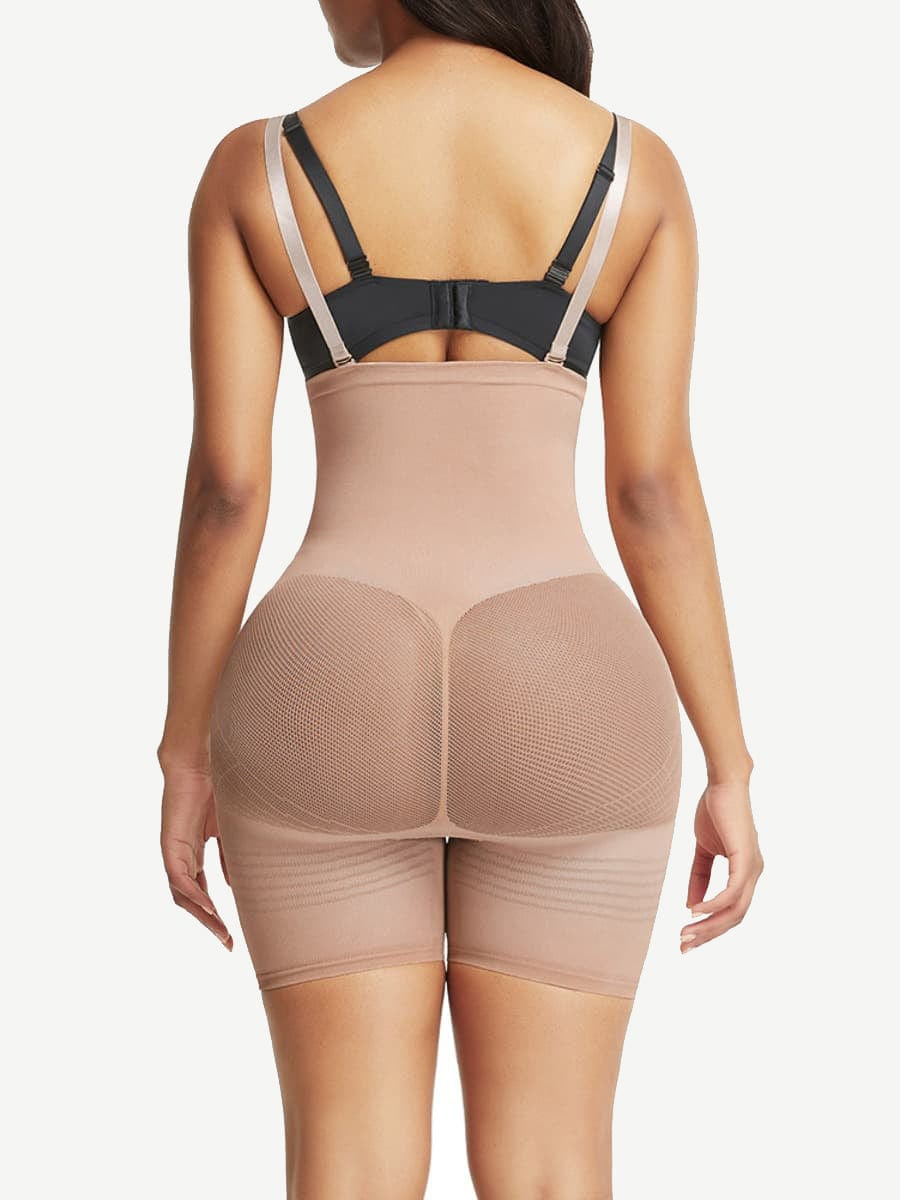 Strengthen Black High Waisted Shapewear With Bra Clips Tight Fit
