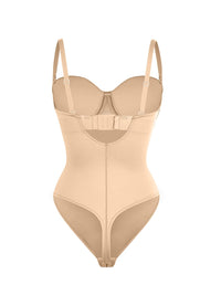 One-Piece Underwire Strap Removable Waist And Abdomen Shaping Thong Bodysuit