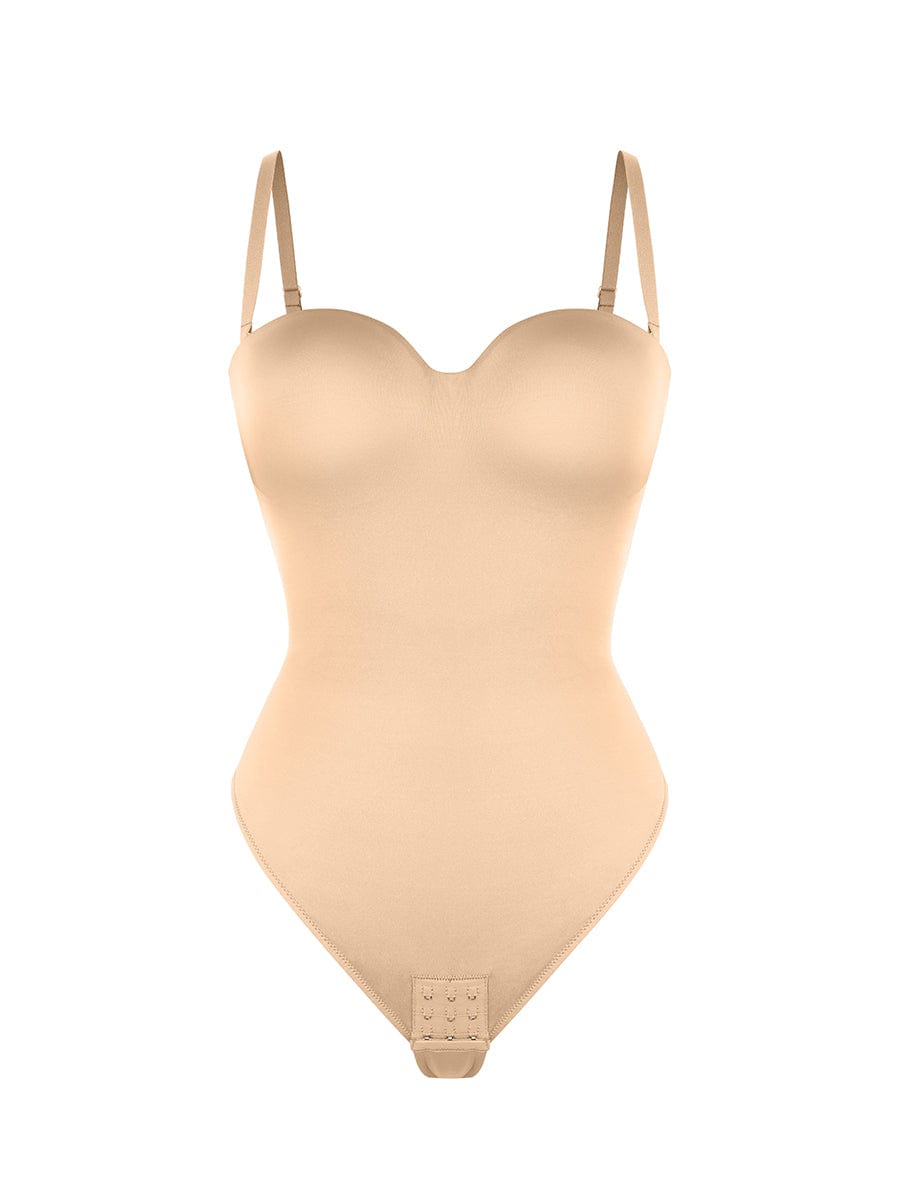 One-Piece Underwire Strap Removable Waist And Abdomen Shaping Thong Bodysuit