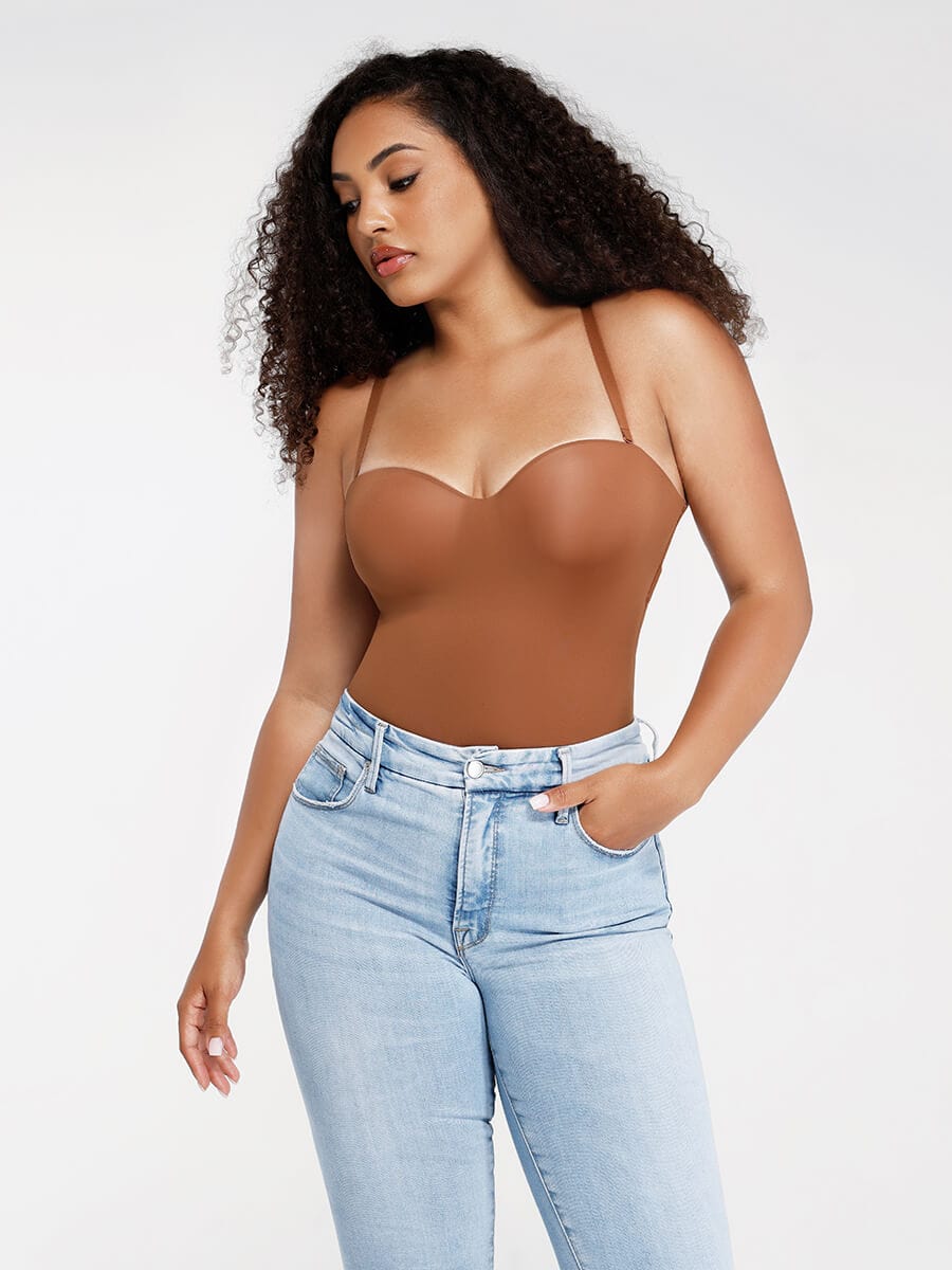 One-Piece Underwire Strap Removable Waist And Abdomen Shaping Thong Bodysuit