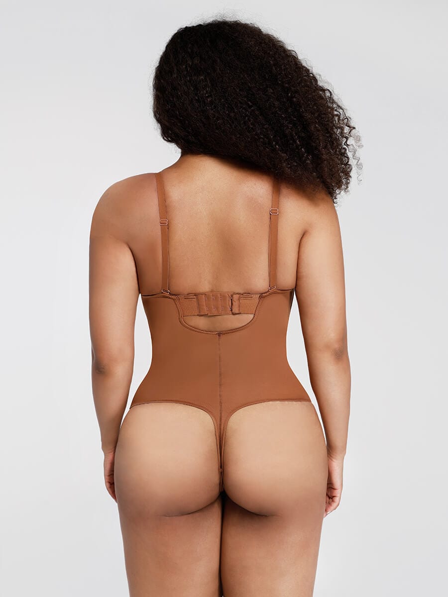 One-Piece Underwire Strap Removable Waist And Abdomen Shaping Thong Bodysuit