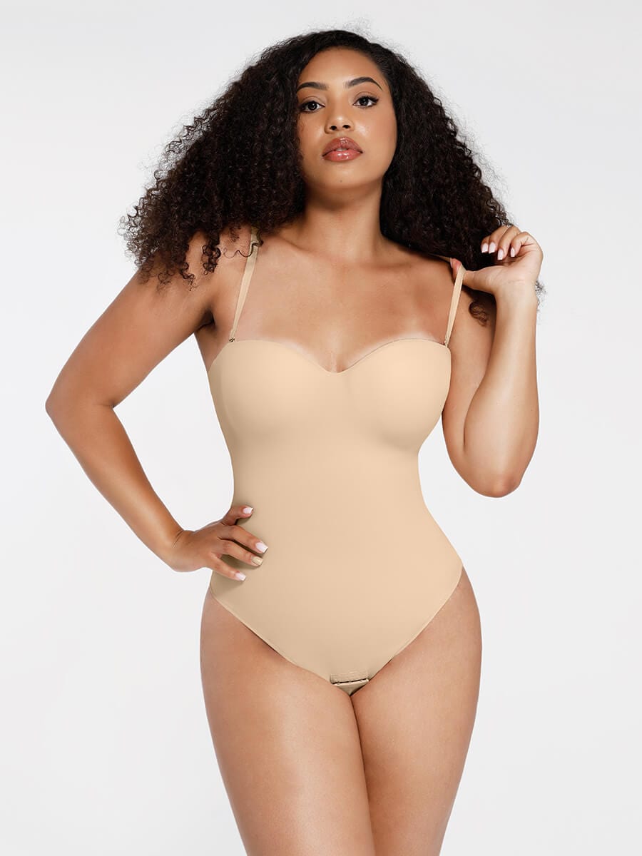 One-Piece Underwire Strap Removable Waist And Abdomen Shaping Thong Bodysuit