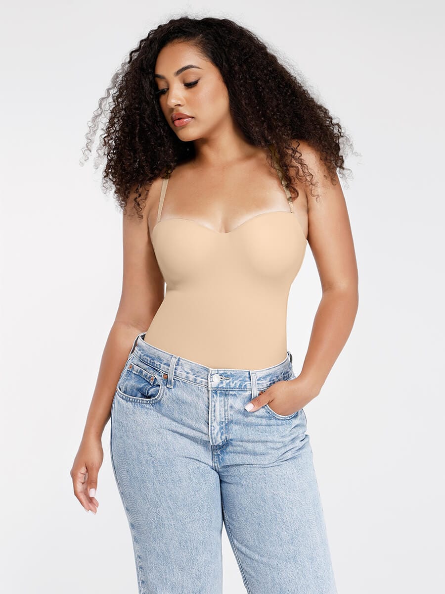 One-Piece Underwire Strap Removable Waist And Abdomen Shaping Thong Bodysuit