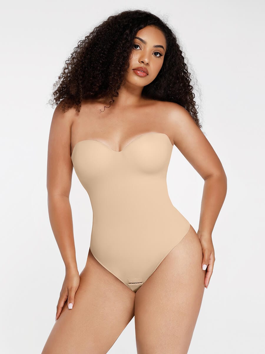 One-Piece Underwire Strap Removable Waist And Abdomen Shaping Thong Bodysuit