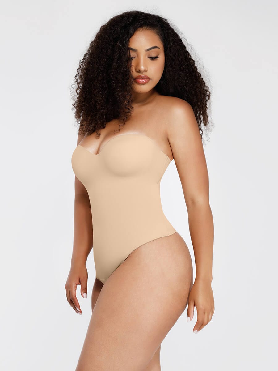 One-Piece Underwire Strap Removable Waist And Abdomen Shaping Thong Bodysuit