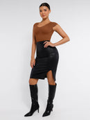 Seamless Deep V Waist and Abdomen Shaping Thong Bodysuit