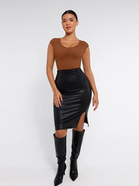 Seamless Deep V Waist and Abdomen Shaping Thong Bodysuit