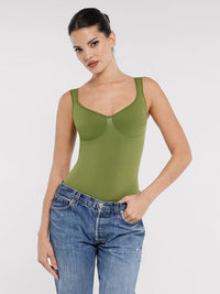 Seamless Diamond Neck Bust Support Waist Control Panty Bodysuit