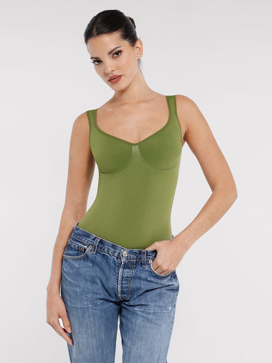 Seamless Diamond Neck Bust Support Waist Control Panty Bodysuit