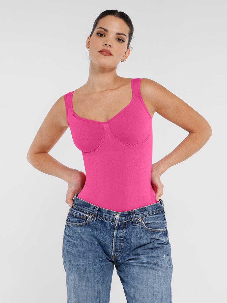 Seamless Diamond Neck Bust Support Waist Control Panty Bodysuit