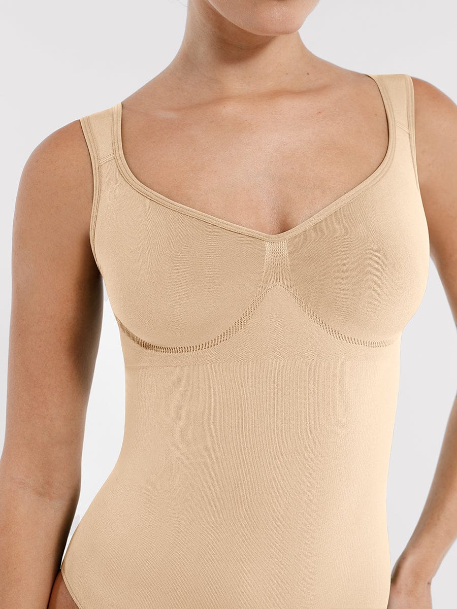 Seamless Diamond Neck Bust Support Waist Control Panty Bodysuit