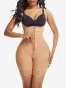 Post Surgery Compression Tummy Control Full Body Shaper With Hook-and-Eye Zipper Closure