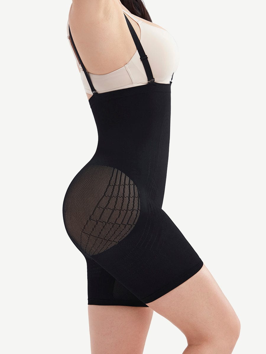 Strengthen Black High Waisted Shapewear With Bra Clips Tight Fit