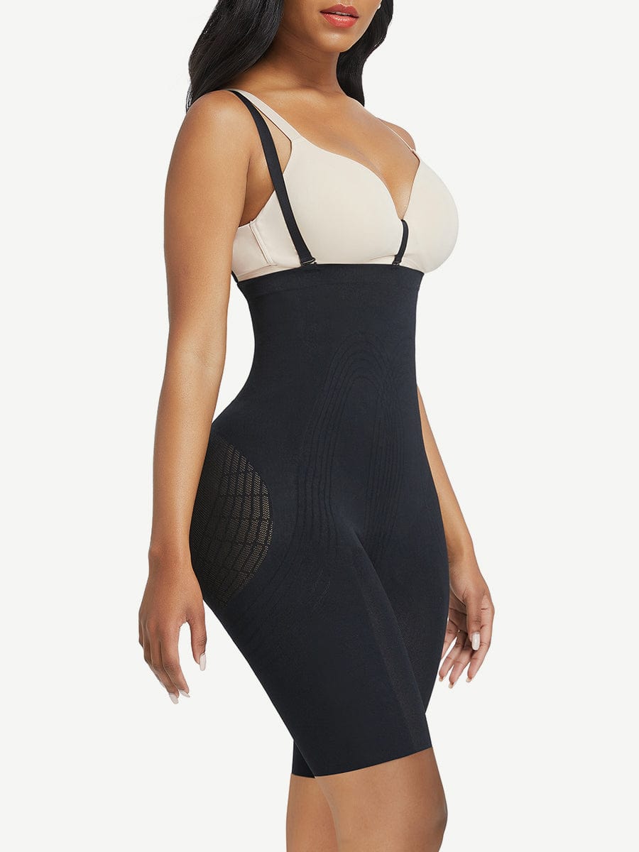Black Seamless Body Shapers Mesh Strap Plus Size Slim Waist