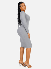 🌿 Eco-friendly Seamless Square Neck Long Sleeve Shaper Dress