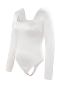 Square Neck Long Sleeve Sleek Thong Bodysuit