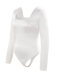 Square Neck Long Sleeve Sleek Thong Bodysuit