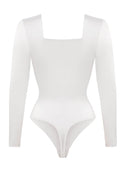 Square Neck Long Sleeve Sleek Thong Bodysuit