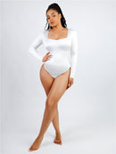 Square Neck Long Sleeve Sleek Thong Bodysuit