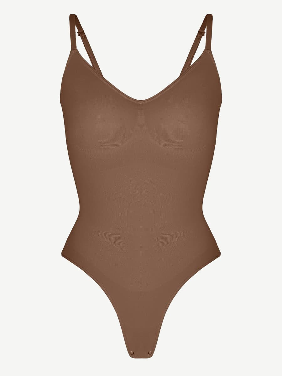 Seamless Scultp Covered Bust Jumpsuit Thong Bodysuit