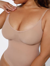 Seamless Scultp Covered Bust Jumpsuit Thong Bodysuit