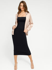 🌿 Eco-friendly Seamless 360° Waist Control Spaghetti Strap Suspender Long Skirt