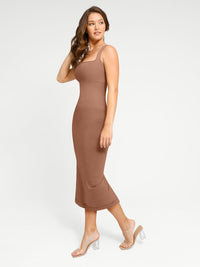 🌿 Eco-friendly Seamless 360° Waist Control Spaghetti Strap Suspender Long Skirt