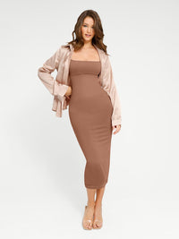 🌿 Eco-friendly Seamless 360° Waist Control Spaghetti Strap Suspender Long Skirt