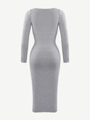 🌿 Eco-friendly Seamless Square Neck Long Sleeve Shaper Dress